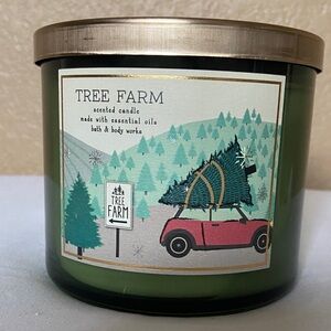 Bath & Body Works Tree Farm Candle with Green and Pink Design